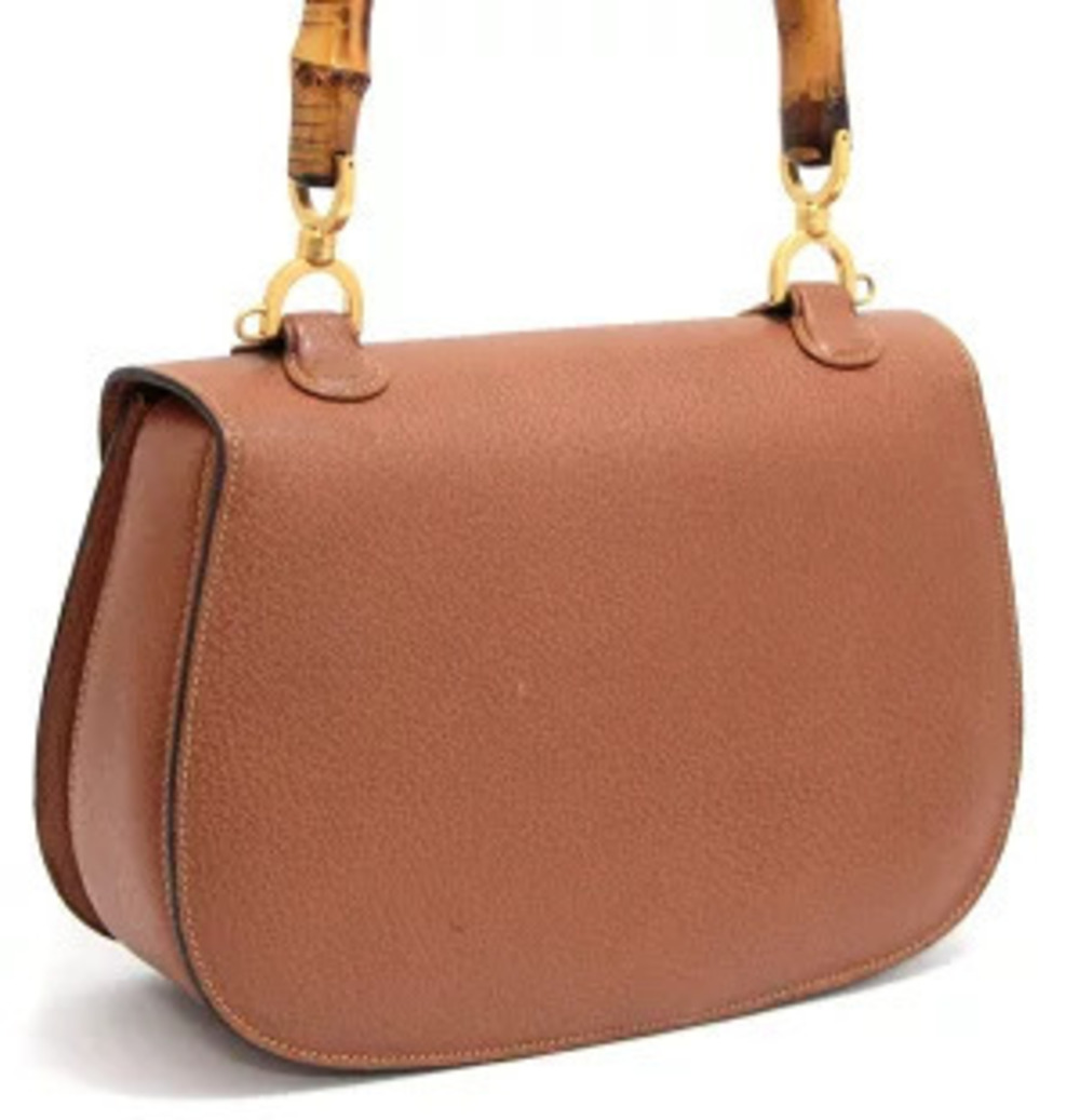 Gucci Bamboo Handbag Brown Leather